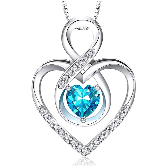 Sotiya 12 Birthstones Intertwined Infinity Heart Necklace Sterling Silver-Sotiya