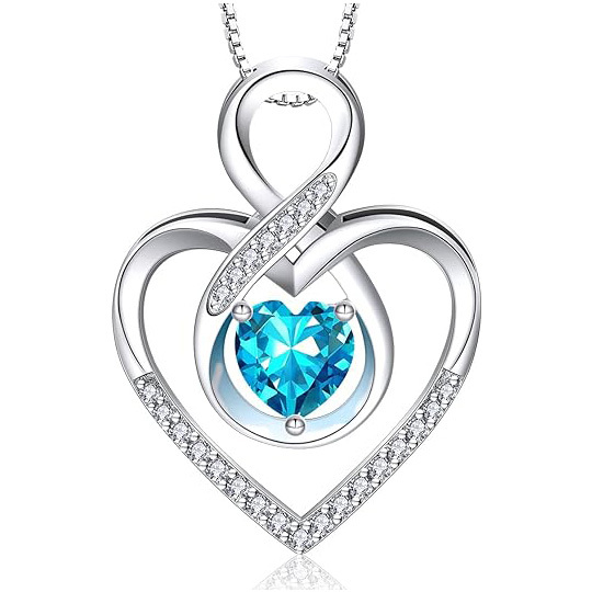 Sotiya 12 Birthstones Intertwined Infinity Heart Necklace Sterling Silver-Sotiya