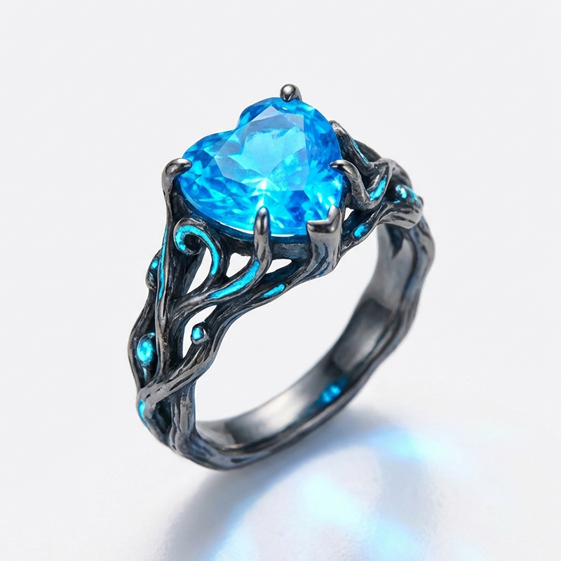 Sotiya Fluorescence Intertwined Heart Cut Engagement Ring Sterling Silver-Sotiya