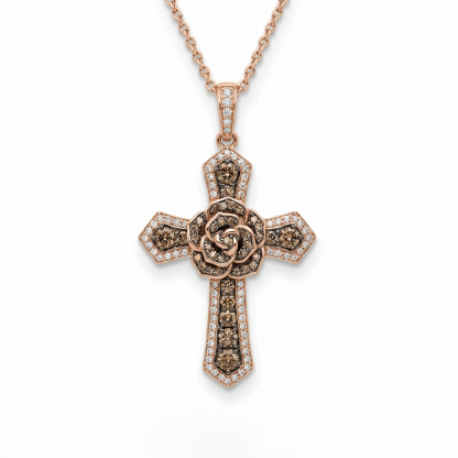 Sotiya Rose Design Faith Cross Coffee Necklace Sterling Silver-Sotiya