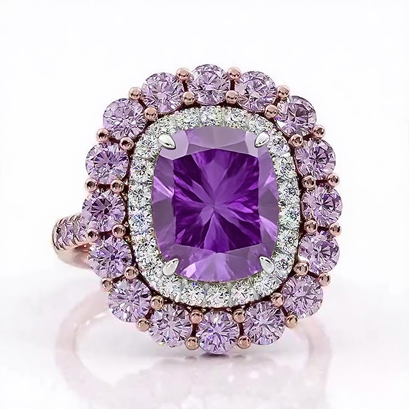 Sotiya Cathedral Double Halo Cushion Cut Engagement Ring Sterling Silver-Sotiya