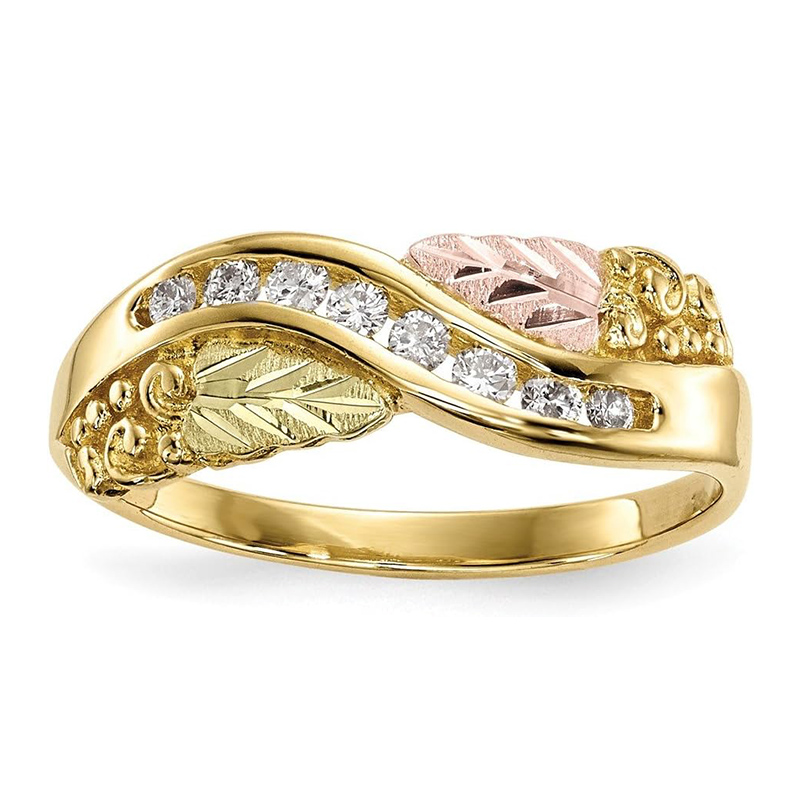 Sotiya Two Tone Leaf Round Cut Women's Wedding Ring Sterling Silver-Sotiya