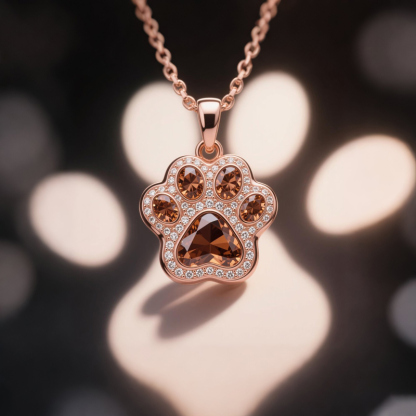 Sotiya Pet Cat Dog Paw Halo Coffee Heart Cut Pendant Necklace Sterling Silver