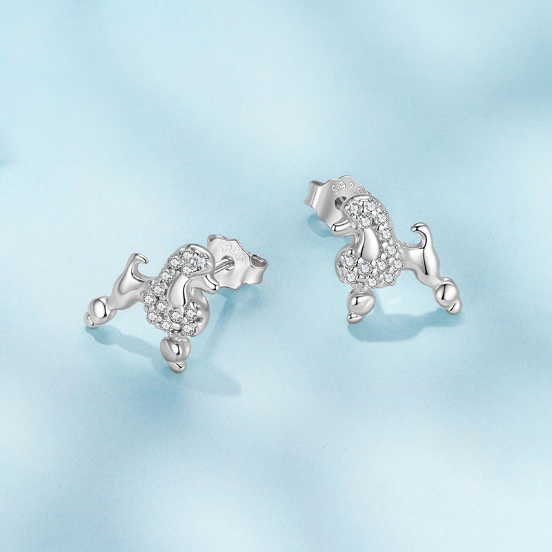 Sotiya Cute Poodle Dog Stud Earrings Sterling Silver-Sotiya