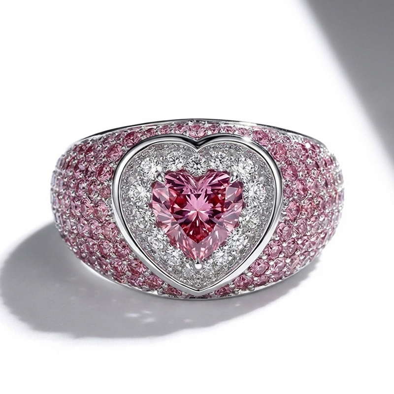 Sotiya Halo Heart Cut Gradient Micro Pave Coffee Engagement Ring Sterling Silver-Sotiya