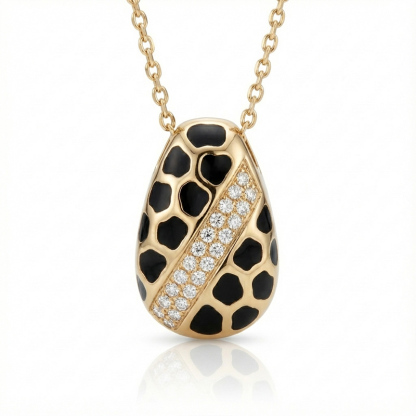 Sotiya Leopard Print Enamel Necklace Sterling Silver-Sotiya