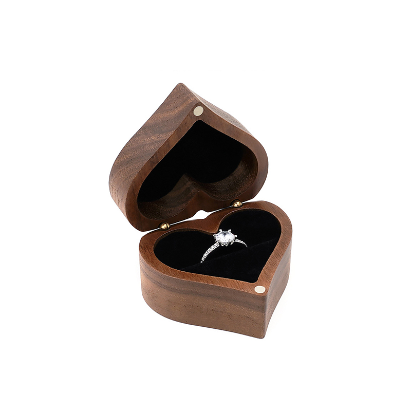Sotiya Vintage Wooden Heart Shape Magnet Ring Box-Sotiya
