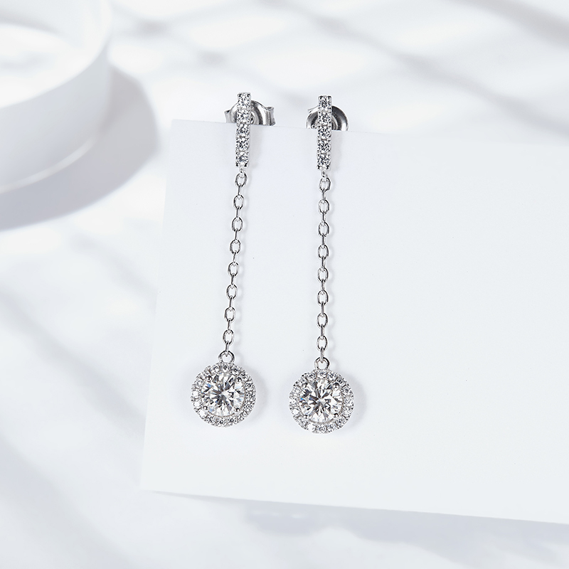 Sotiya Halo Round Cut Moissanite Stud Earrings Sterling Silver-Sotiya