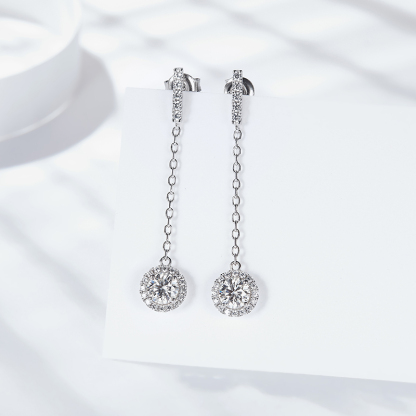 Sotiya Halo Round Cut Moissanite Stud Earrings Sterling Silver-Sotiya