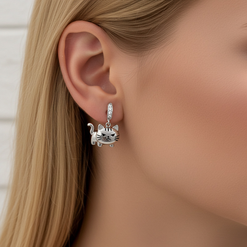 Sotiya Grumpy Cat Drop Earrings-Sotiya