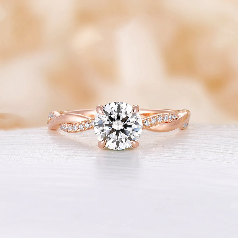 Sotiya Round Cut Moissanite Twist Engagement Ring Sterling Silver-Sotiya