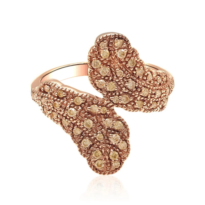 Sotiya Leaf Round Cut Coffee Cocktail Ring Sterling Silver-Sotiya