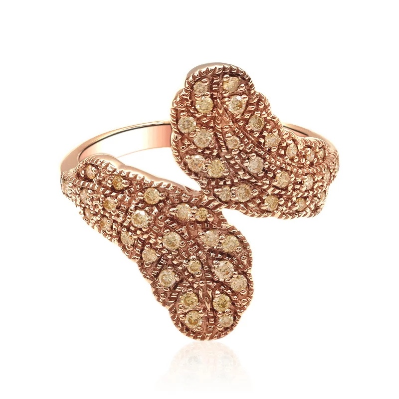 Sotiya Leaf Round Cut Coffee Cocktail Ring Sterling Silver-Sotiya