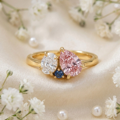 Sotiya Toi et Moi Oval and Pear Cut Coffee Cluster Ring Sterling Silver