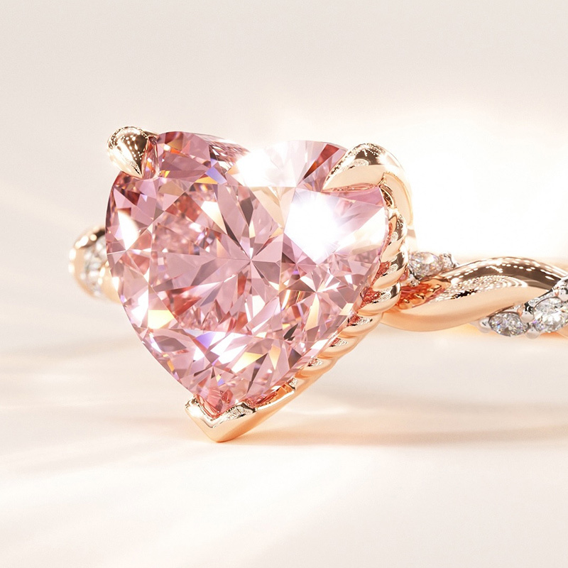 Sotiya Twist Heart Cut Pink/Coffee/White Engagement Ring Sterling Silver-Sotiya