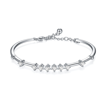 Sotiya Chic Round Cut Moissanite Bangle Bracelet Sterling Silver-Sotiya
