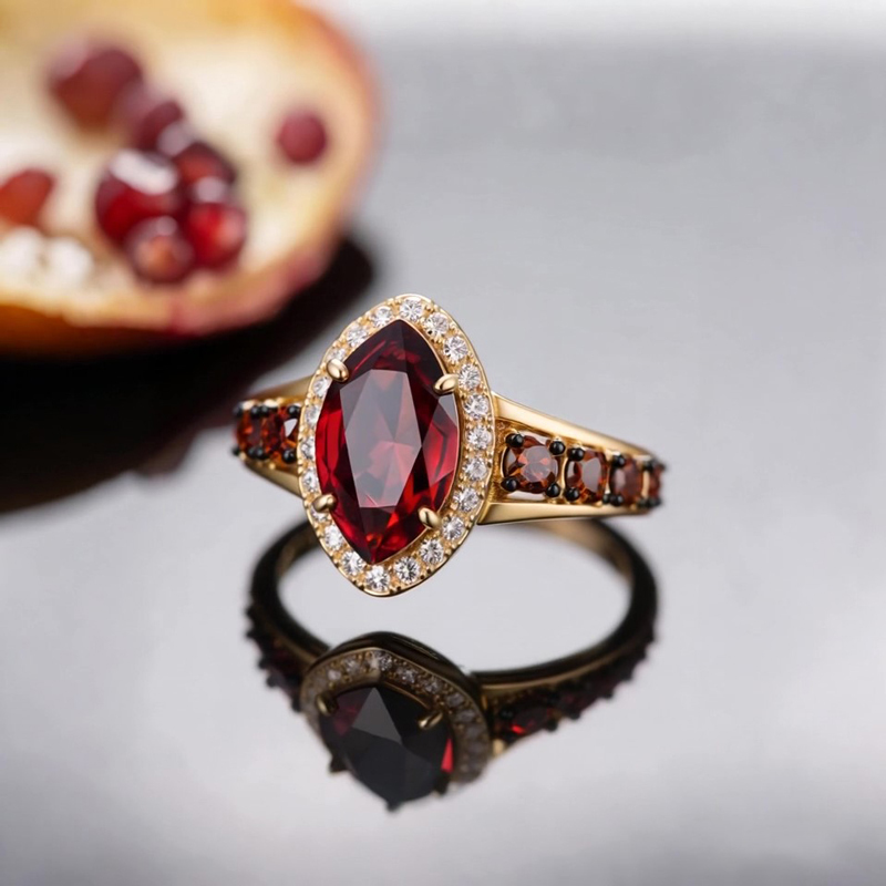 Sotiya Halo Marquise Cut Coffee Engagement Ring Sterling Silver-Sotiya