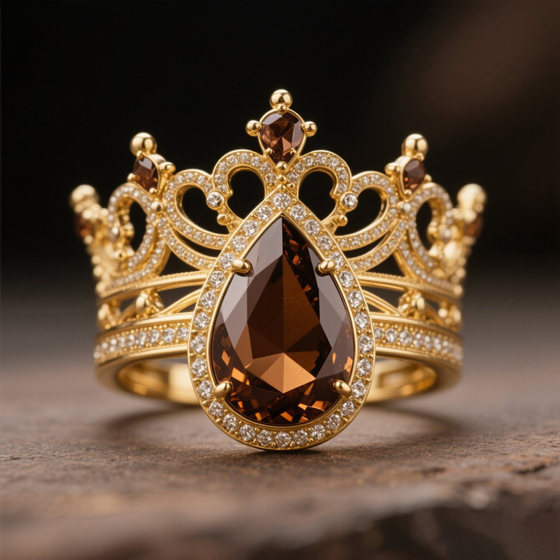 Sotiya Halo Pear Cut Crown Design Engagement Ring Sterling Silver-Sotiya