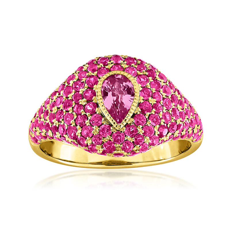 Sotiya Hot Pink Pear Cut Signet Ring Sterling Silver-Sotiya