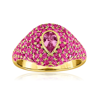 Sotiya Hot Pink Pear Cut Signet Ring Sterling Silver-Sotiya