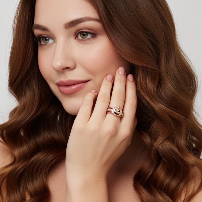 Sotiya Chocolate Skull Pumpkin Inspired Cocktail Ring Sterling Silver-Sotiya