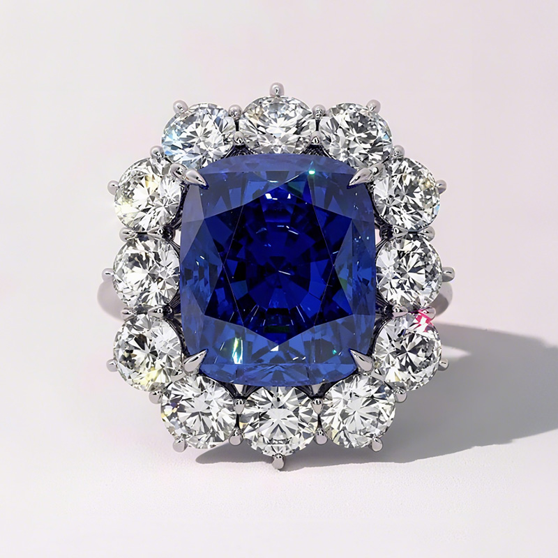 Sotiya Halo Rec Cushion Cut Engagement Ring Sterling Silver-Sotiya