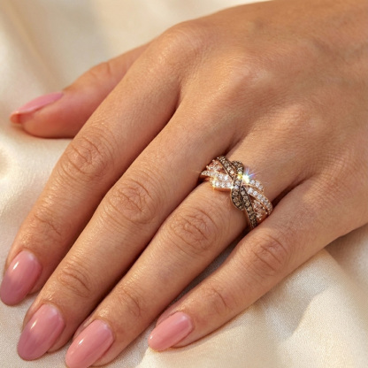 Sotiya Intertwined Infinity and Cross Knot Coffee Women's Wedding Ring Band Sterling Silver-Sotiya