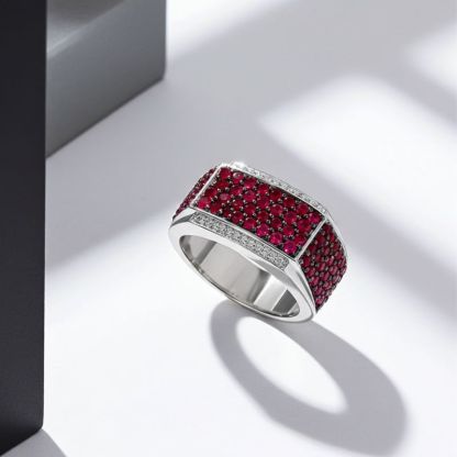 Sotiya Hot Pink Unisex Men's Ring Sterling Silver-Sotiya