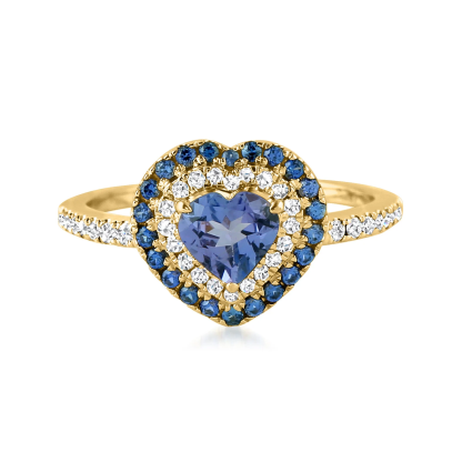 Sotiya Double Halo Sapphire Heart Engagement Ring in Sterling Silver-Sotiya