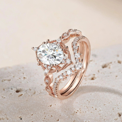 Sotiya Vintage Oval Cut Wedding Bridal Ring Set Sterling Silver-Sotiya