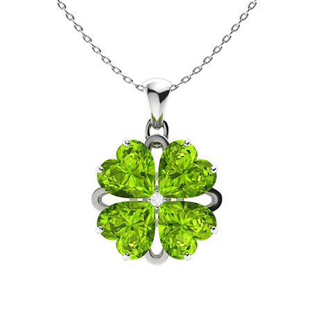 Sotiya Customizable 12 Birthstones Four Leaf Clover Flower Heart Cut Necklace Sterling Silver-Sotiya