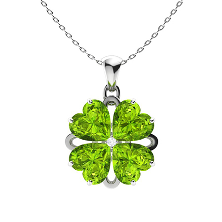 Sotiya Customizable 12 Birthstones Four Leaf Clover Flower Heart Cut Necklace Sterling Silver-Sotiya