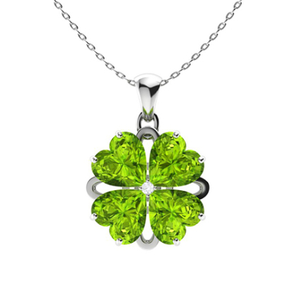 Sotiya Customizable 12 Birthstones Four Leaf Clover Flower Heart Cut Necklace Sterling Silver-Sotiya