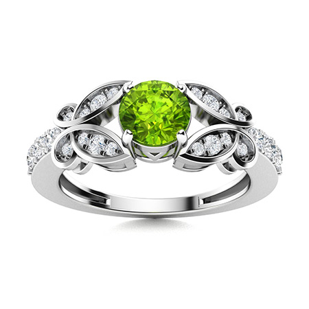 Sotiya Customizable 12 Birthstone Butterfly Round Cut Engagement Ring Sterling Silver