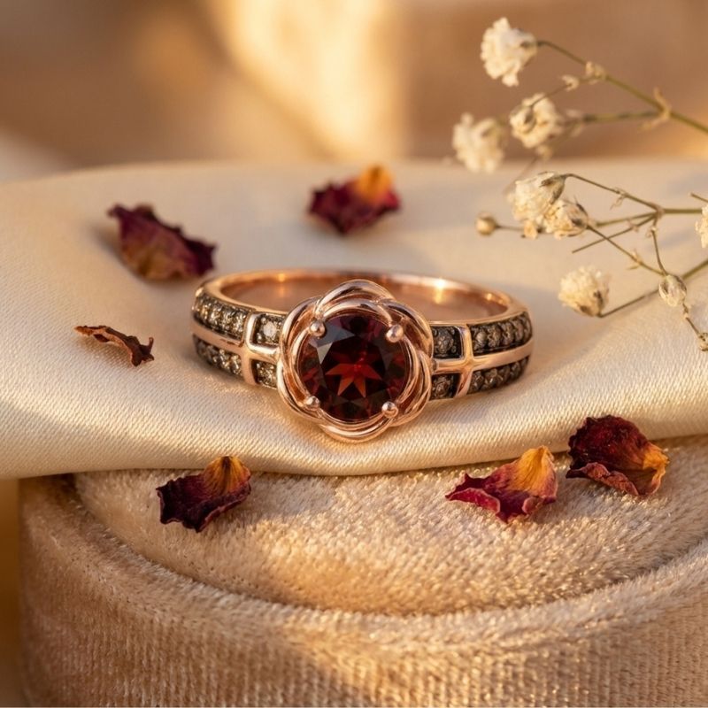 Sotiya Rose Design Faith Cross Coffee Round Cut Engagement Ring Sterling Silver-Sotiya