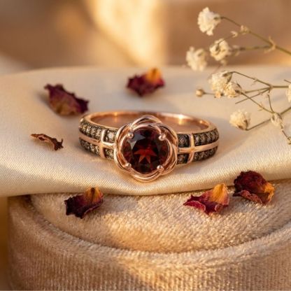 Sotiya Rose Design Faith Cross Coffee Round Cut Engagement Ring Sterling Silver-Sotiya