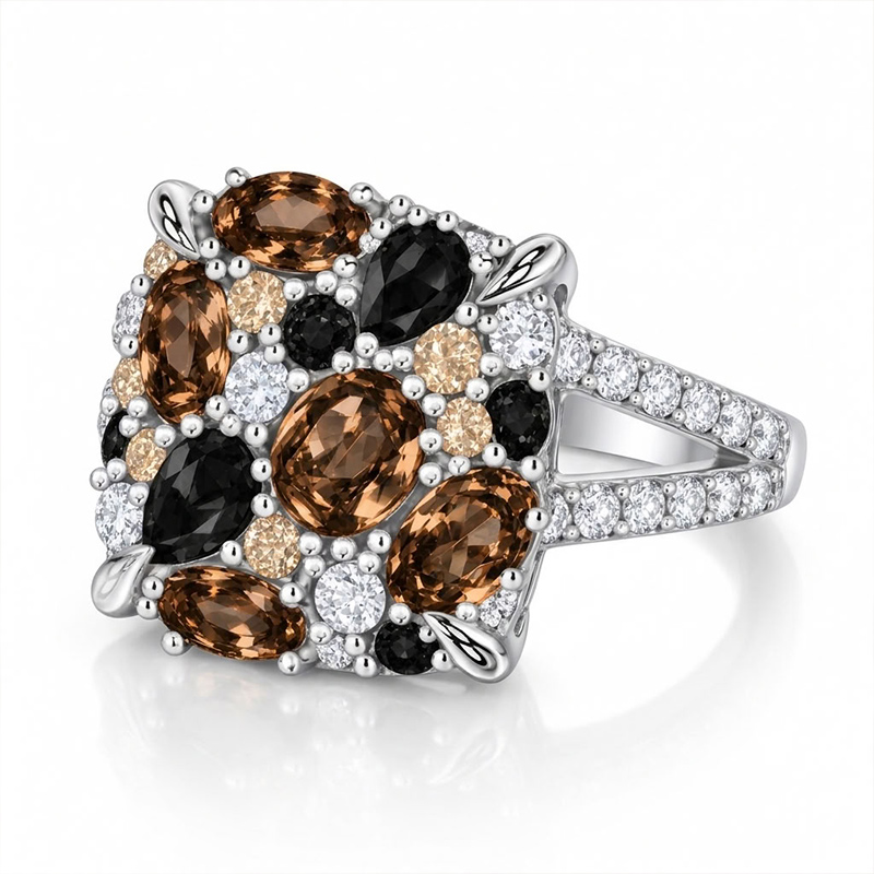 Sotiya Micro Pave Coffee Ombre Multi Colored Ring Sterling Silver