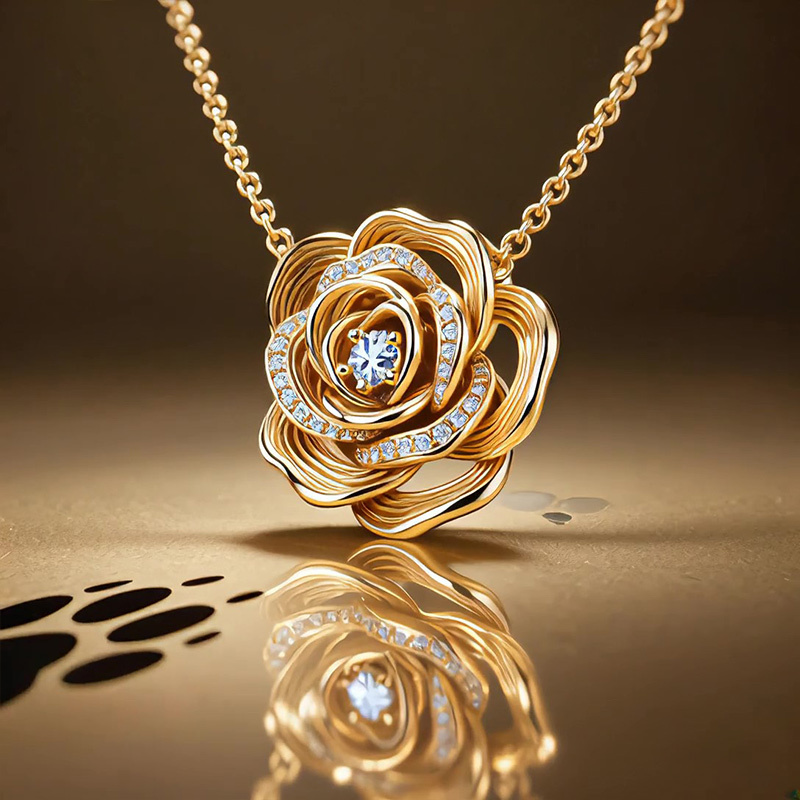 Sotiya Best Buds Hair Rose Round Cut Necklace Sterling Silver-Sotiya