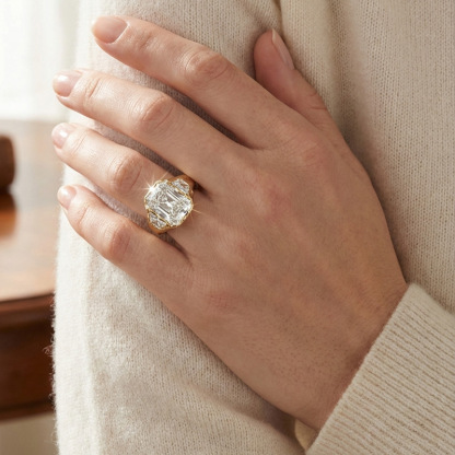 Sotiya Three Stone Radiant Cut Engagement Ring Sterling Silver-Sotiya