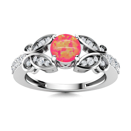 Sotiya Butterfly Round Cut Opal Engagement Ring Sterling Silver-Sotiya