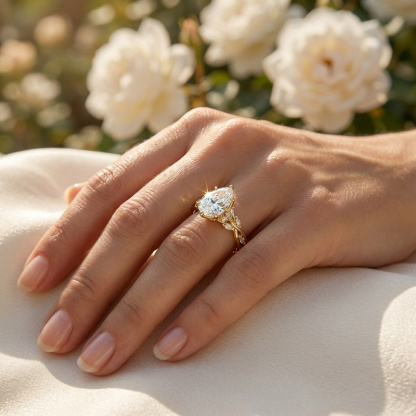 Sotiya Vines Twist Pear Cut Engagement Ring Sterling Silver