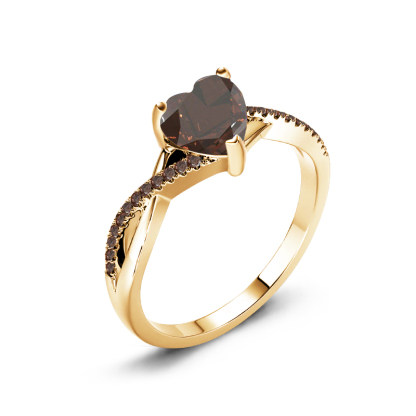 Sotiya Twist Heart Cut Coffee Engagement Ring Sterling Silver-Sotiya