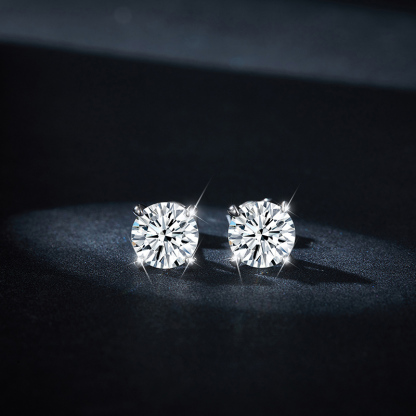Sotiya Simple Solitaire Round Cut Moissanite Stud Earrings Sterling Silver-Sotiya