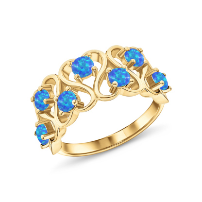 Sotiya S Shaped Curved Round Cut Opal Cocktail Ring Sterling Silver-Sotiya