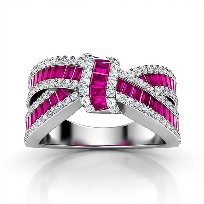 Sotiya Knot Design Emerald Cut Women's Wedding Ring Sterling Silver-Sotiya