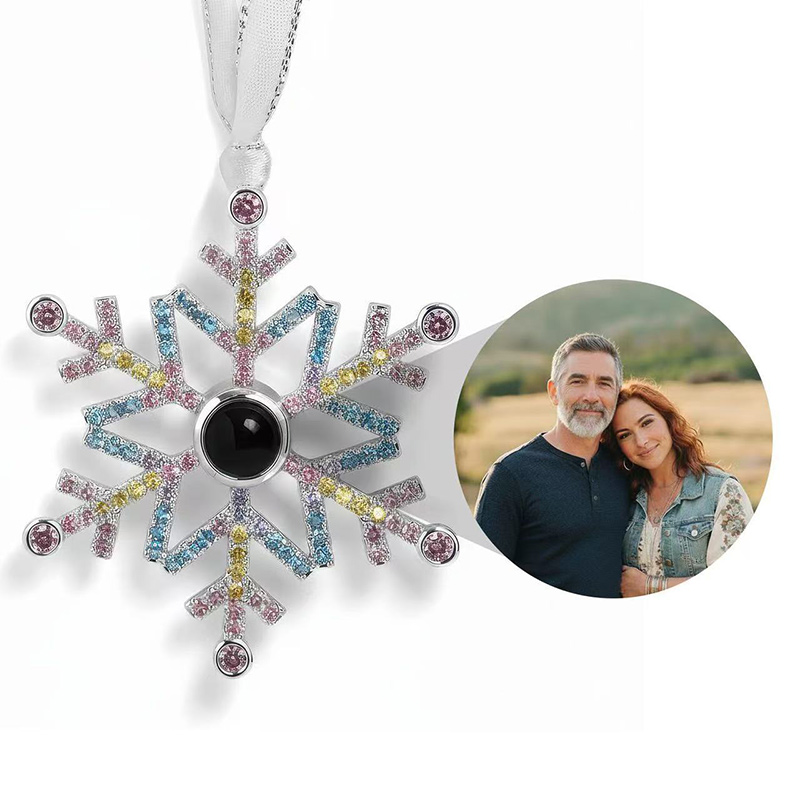 Sotiya Multicolor Snowflake Personalized Photo Ornament-Sotiya