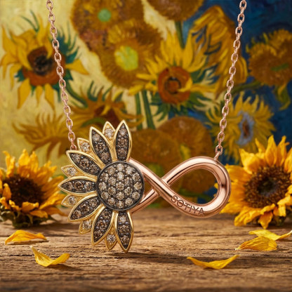 Sotiya Artist Collection Coffee Sunflower Personalized Engraving Necklace Sterling Silver-Sotiya
