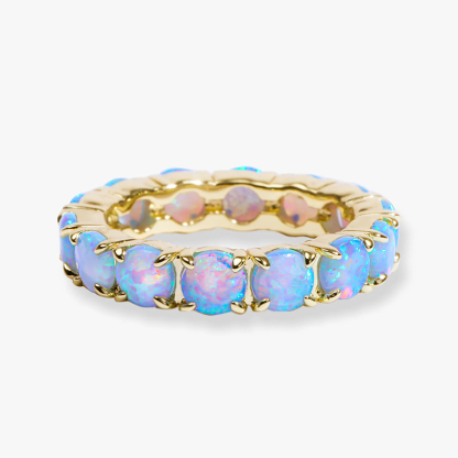 Sotiya Blue Opal Women's Wedding Eternity Ring Sterling Silver-Sotiya