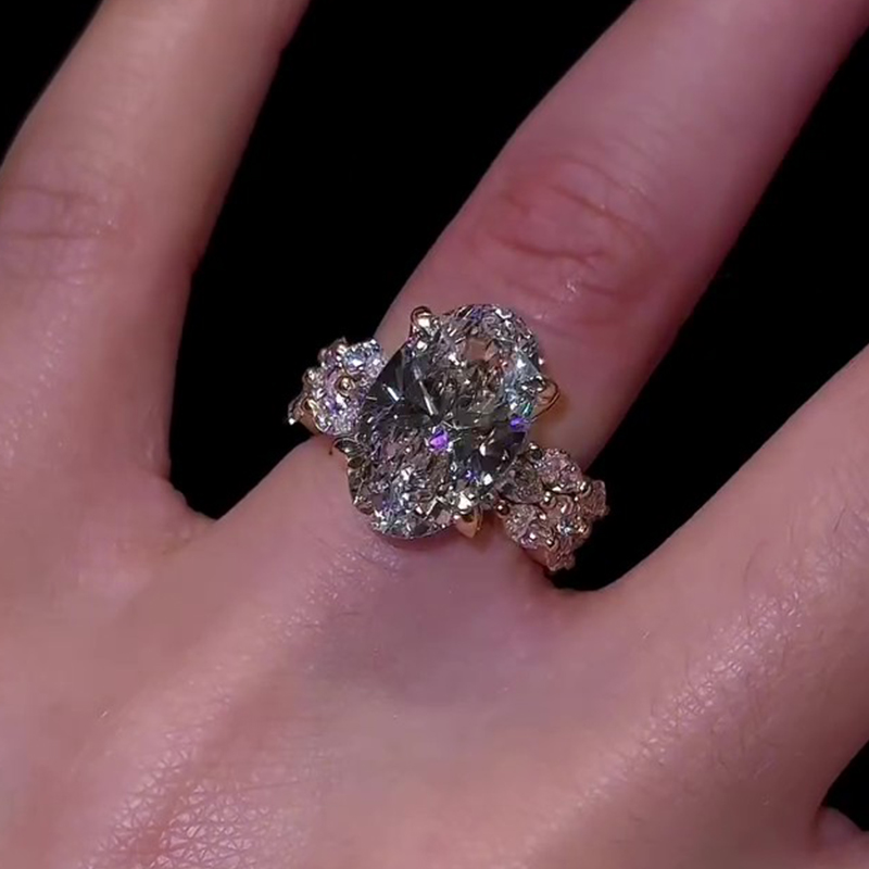 Sotiya 3PC Oval Cut Flower Prongs Wedding Bridal Ring Set Sterling Silver-Sotiya