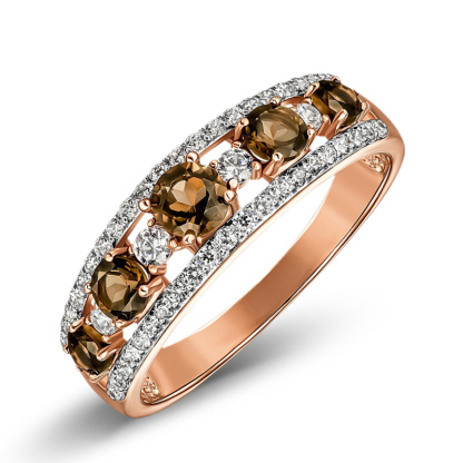 Sotiya Alternating Round Cut Coffee Women's Wedding Ring Sterling Silver-Sotiya